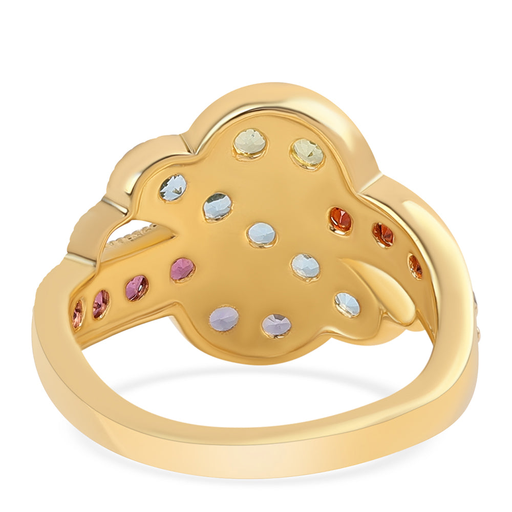 Goldplattierter Silberring mit rotem Granat und Peridot