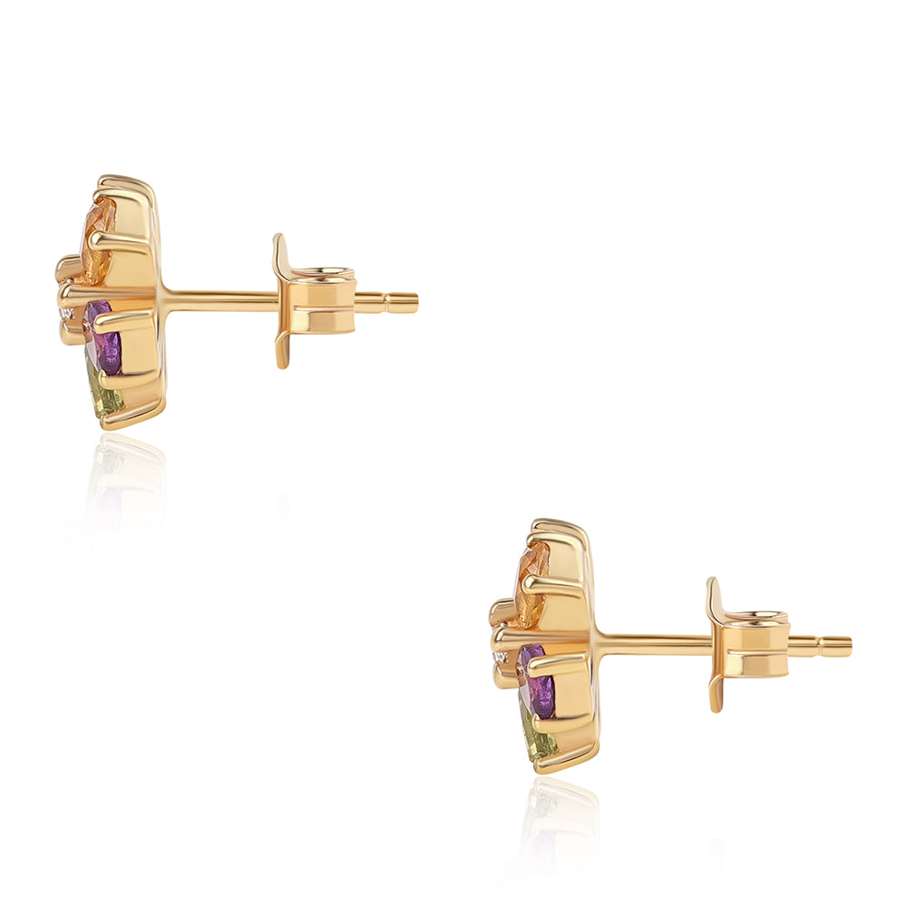 Goldplattierte Silberohrringe mit Rose De France Amethyst und Peridot