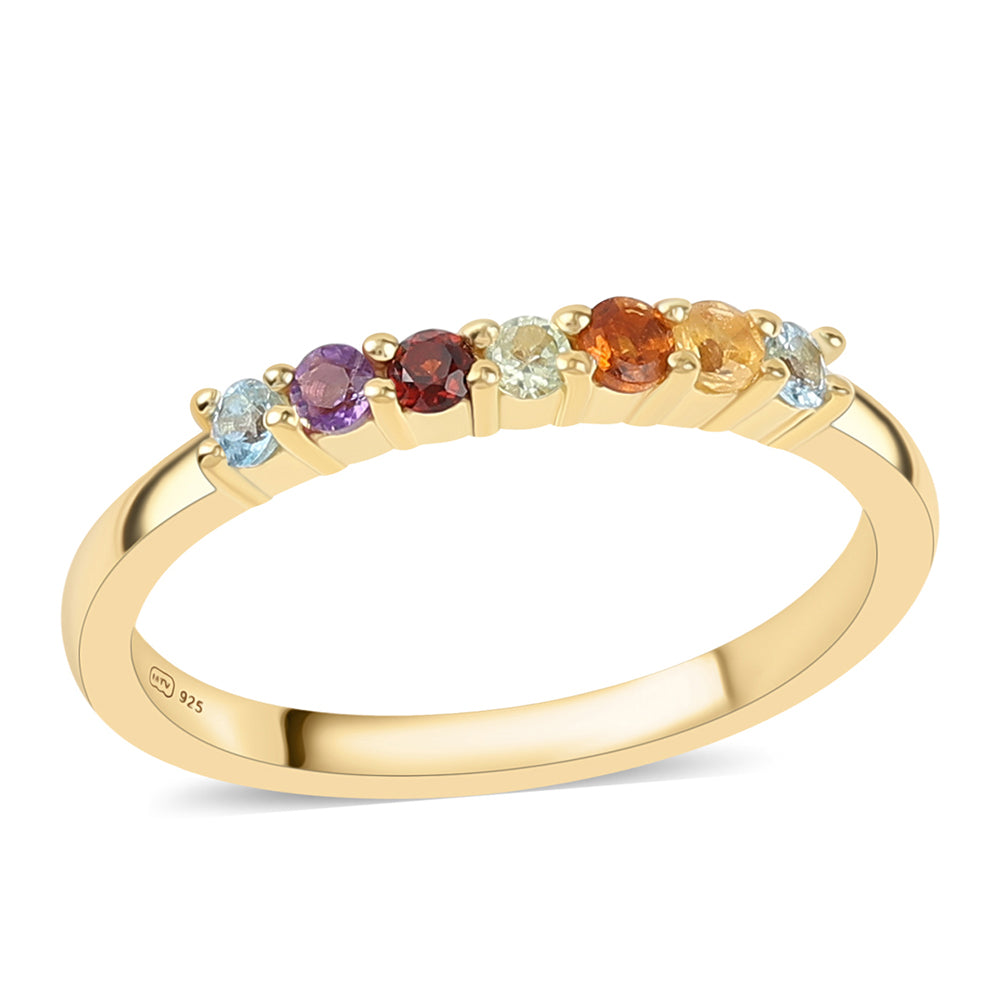 Goldplattierter Silberring mit afrikanischem Amethyst und Zitrin
