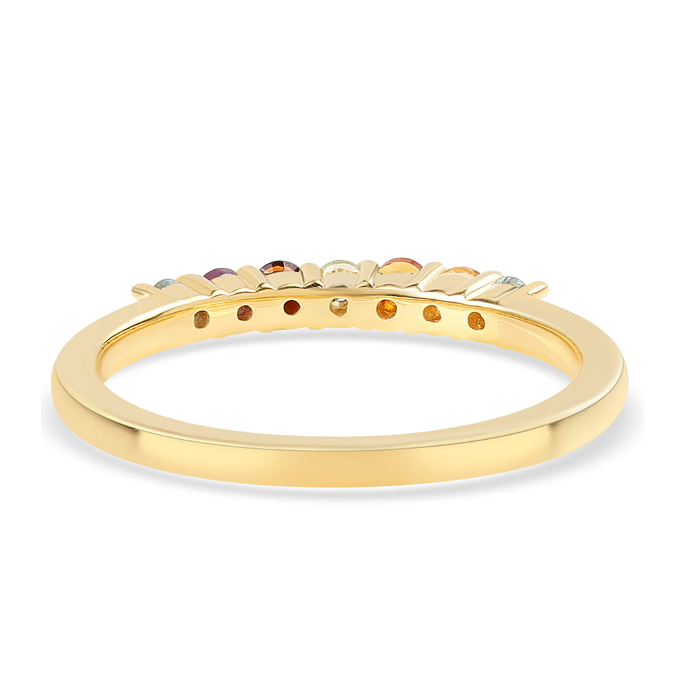 Goldplattierter Silberring mit afrikanischem Amethyst und Zitrin