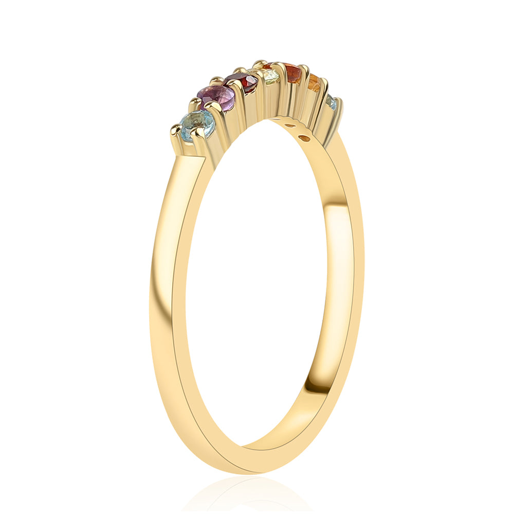 Goldplattierter Silberring mit afrikanischem Amethyst und Zitrin