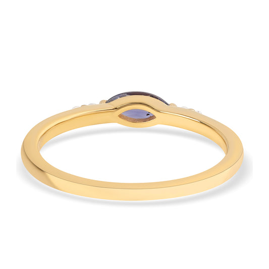 Goldplattierter Silberring mit Iolith und weißem Topas