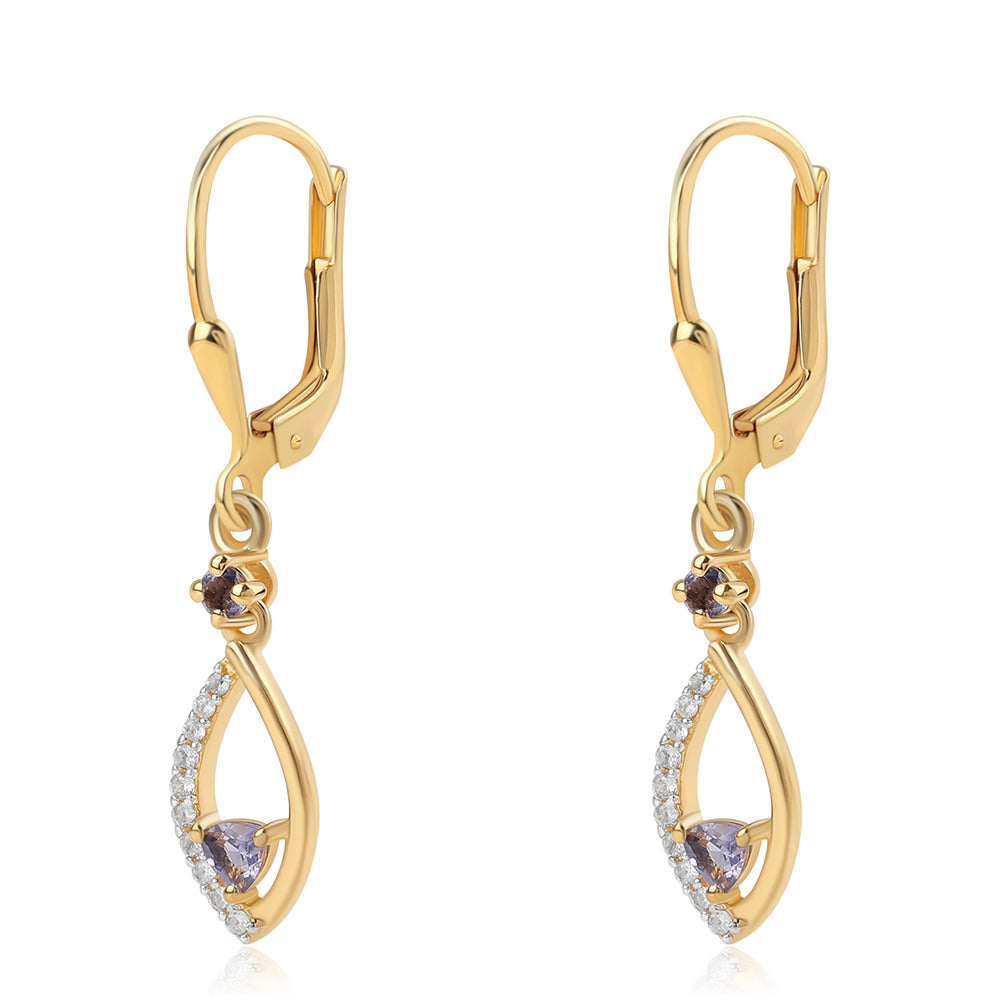 Goldplattierte Silberohrringe mit Iolith und weißem Topas