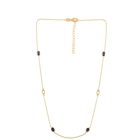 Goldplattierte Silberhalskette mit Iolith