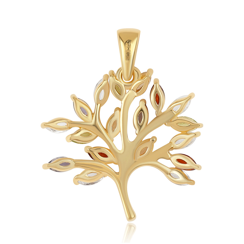 Goldplattierter Silberanhänger mit Peridot und rotem Granat
