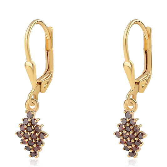 Goldplattierte Silberohrringe mit rotem Diamant