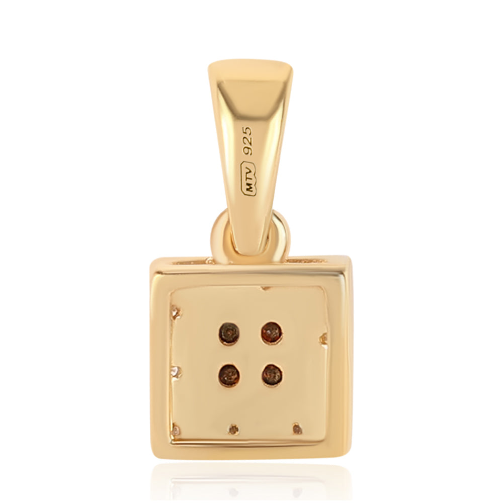 Goldplattierter Silberanhänger mit rotem Diamant und weißem Diamant