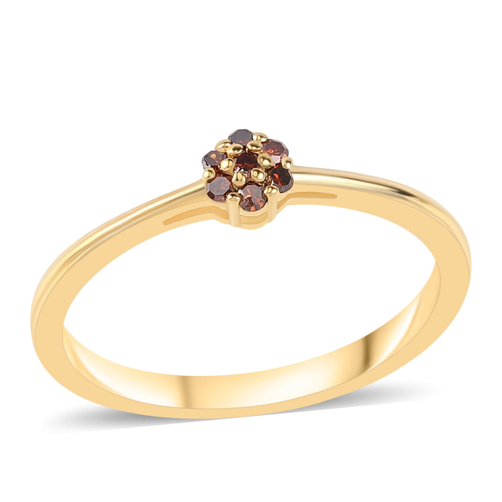 Goldplattierter Silberring mit rotem Diamant