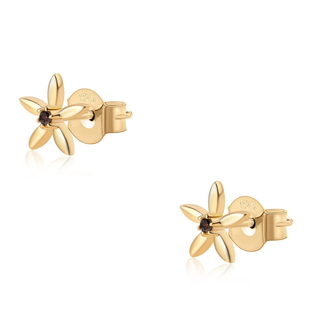 Goldplattierte Silberohrringe mit rotem Diamant 5