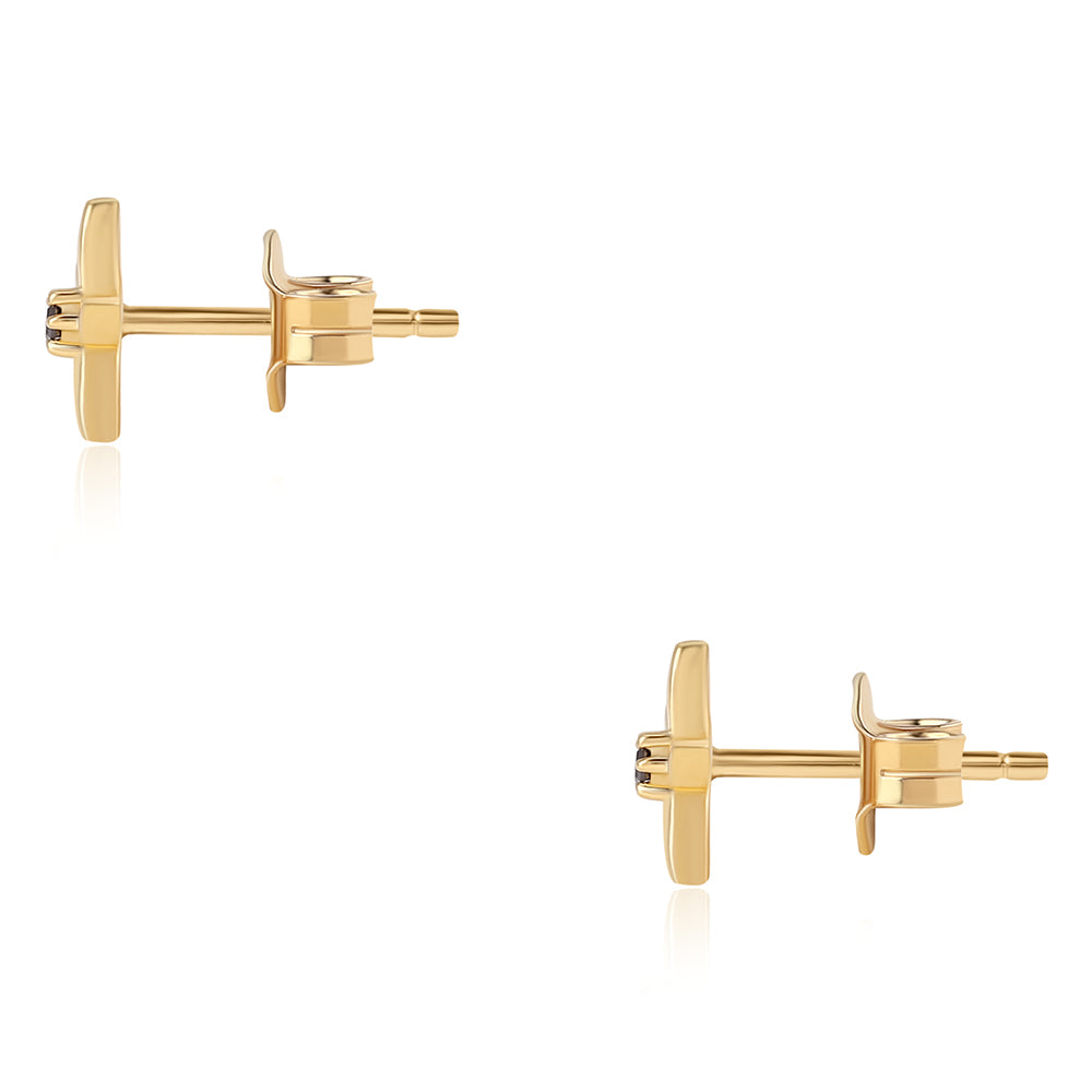 Goldplattierte Silberohrringe mit rotem Diamant 3