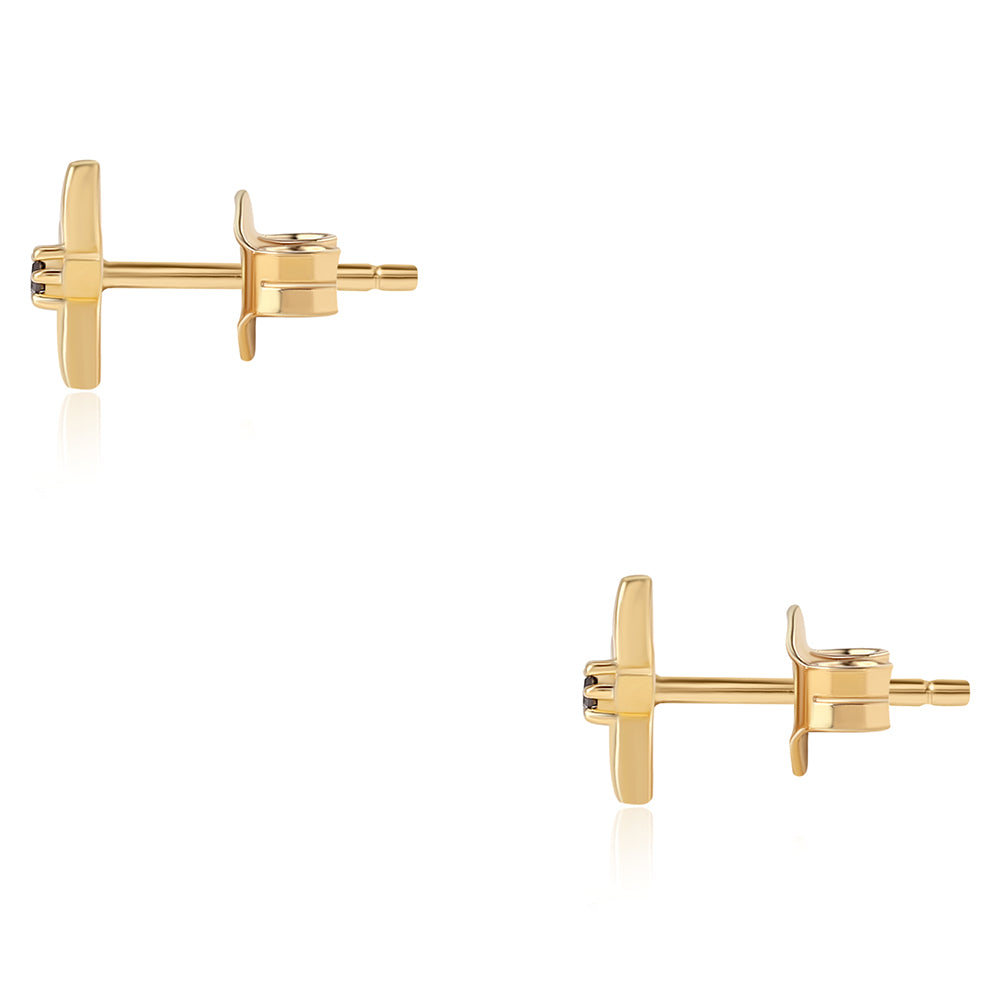 Goldplattierte Silberohrringe mit rotem Diamant 6