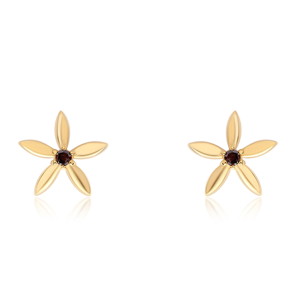 Goldplattierte Silberohrringe mit rotem Diamant 1