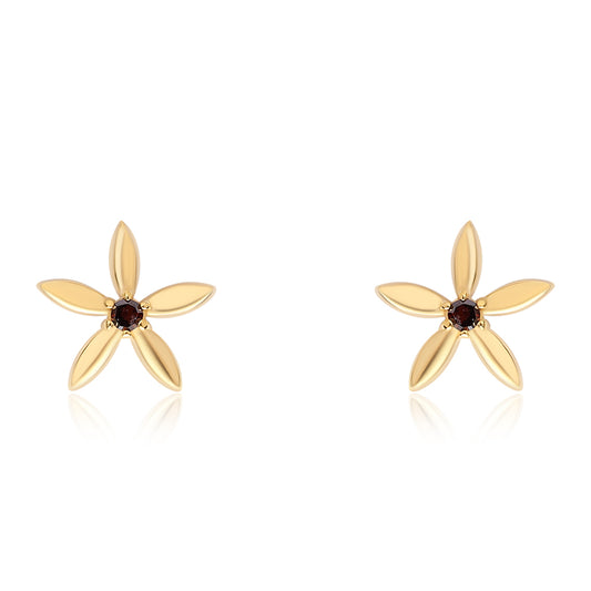 Goldplattierte Silberohrringe mit rotem Diamant