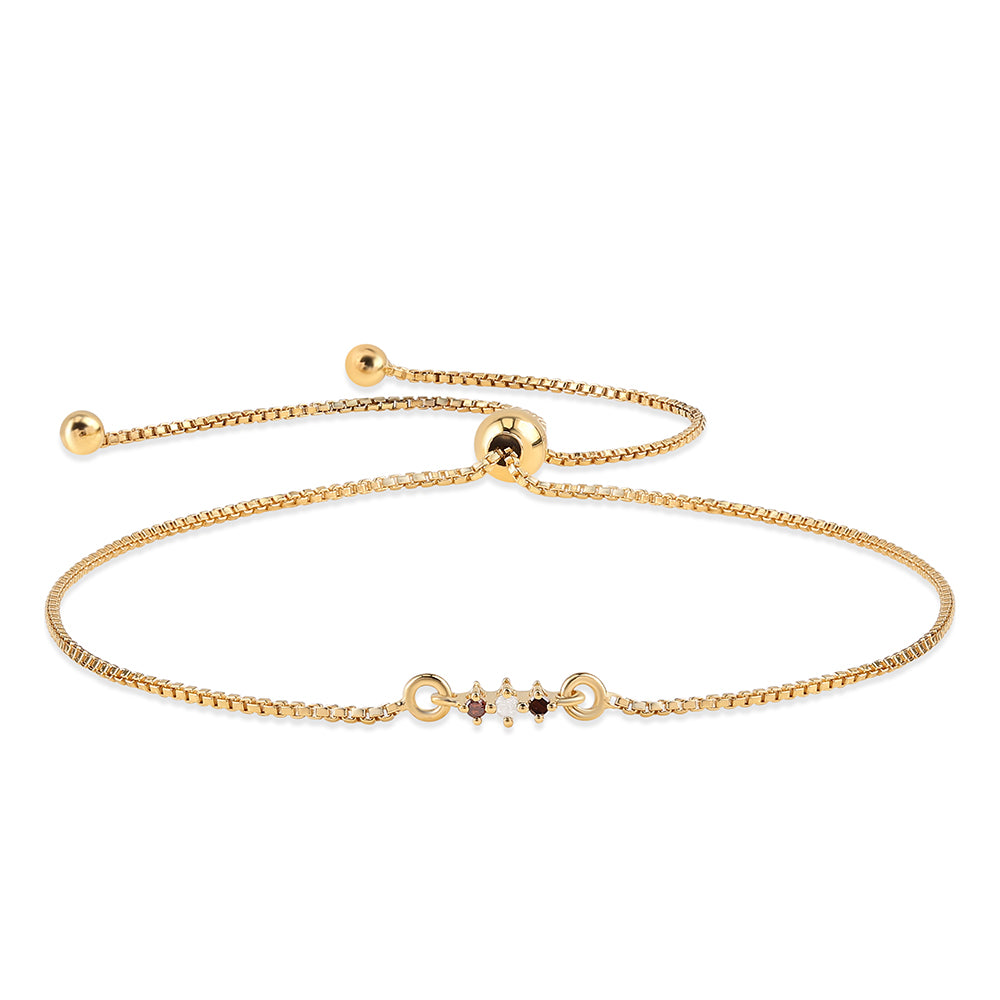 Goldplattiertes Silberarmband mit rotem Diamant und weißem Diamant 1