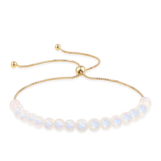 Goldplattiertes Silberarmband mit Regenbogenmondstein