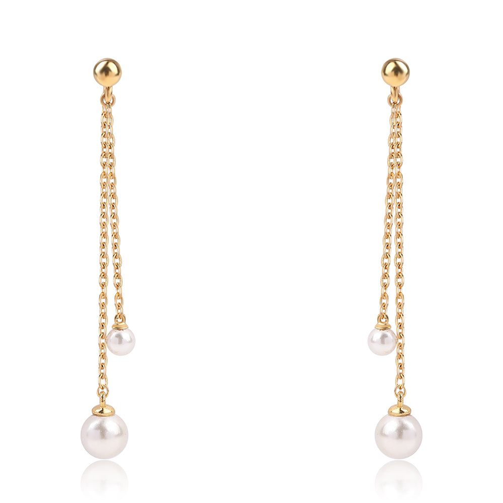 Goldplattierte Silberohrringe mit weißer Süßwasserperle