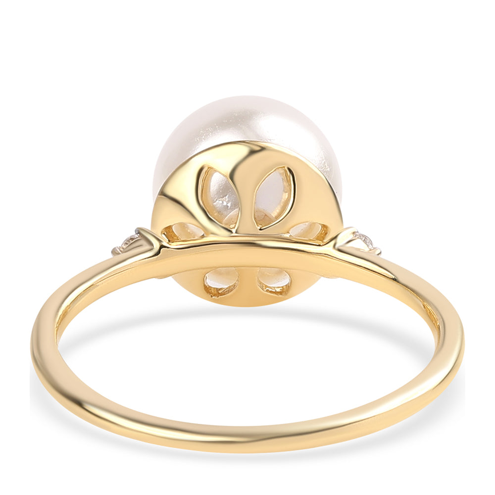 Goldplattierter Silberring mit weißer Süßwasserperle und weißem Topas