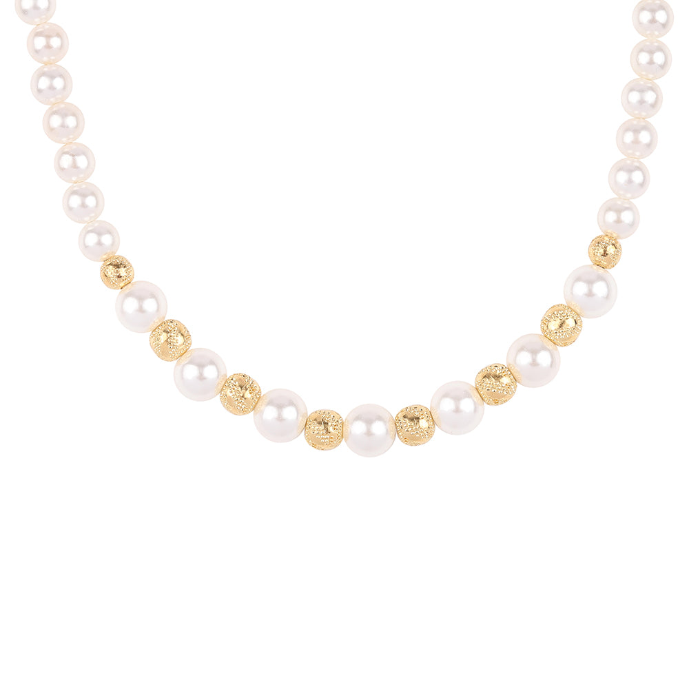 Goldplattierte Silberhalskette mit weißer Süßwasserperle