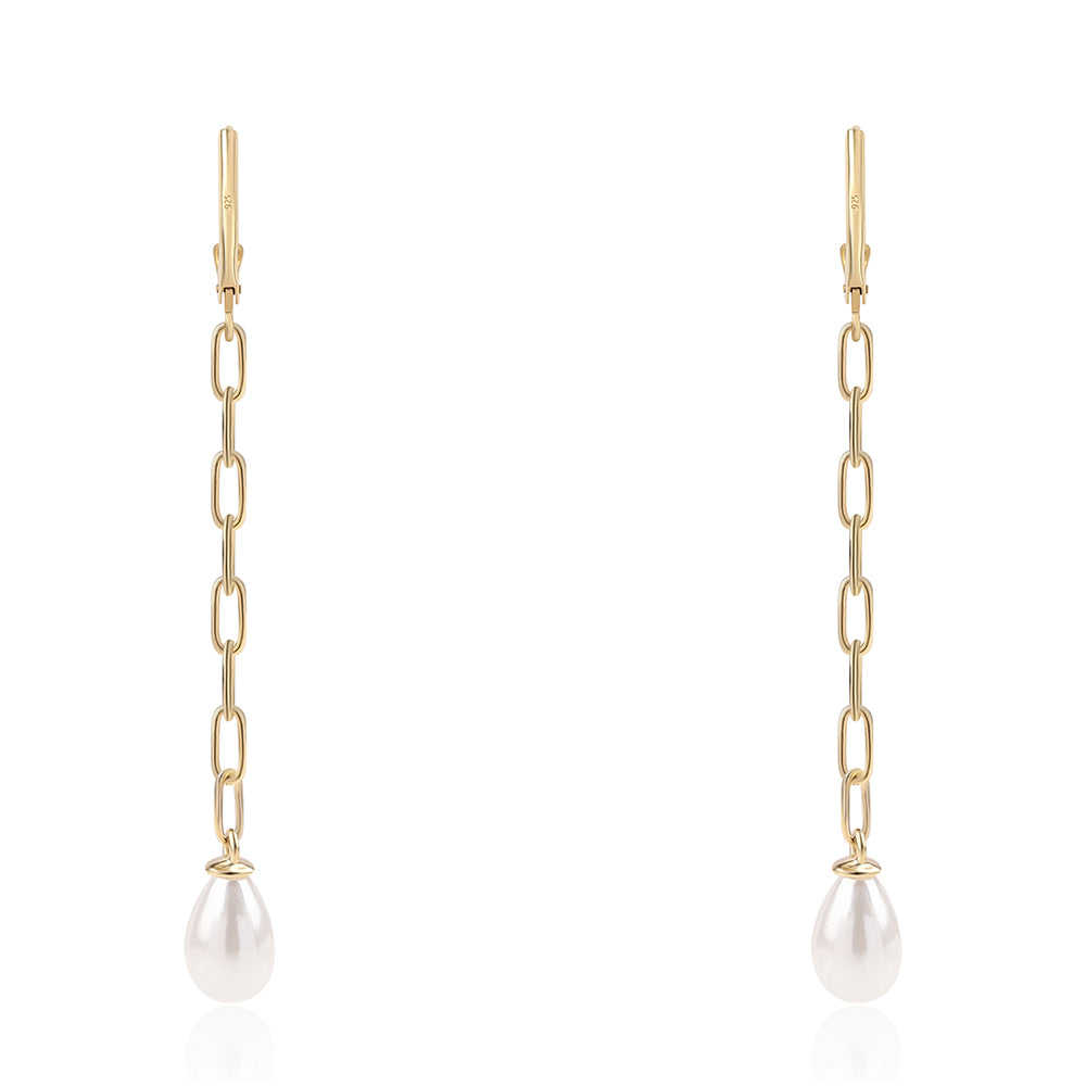 Goldplattierte Silberohrringe mit weißer Süßwasserperle