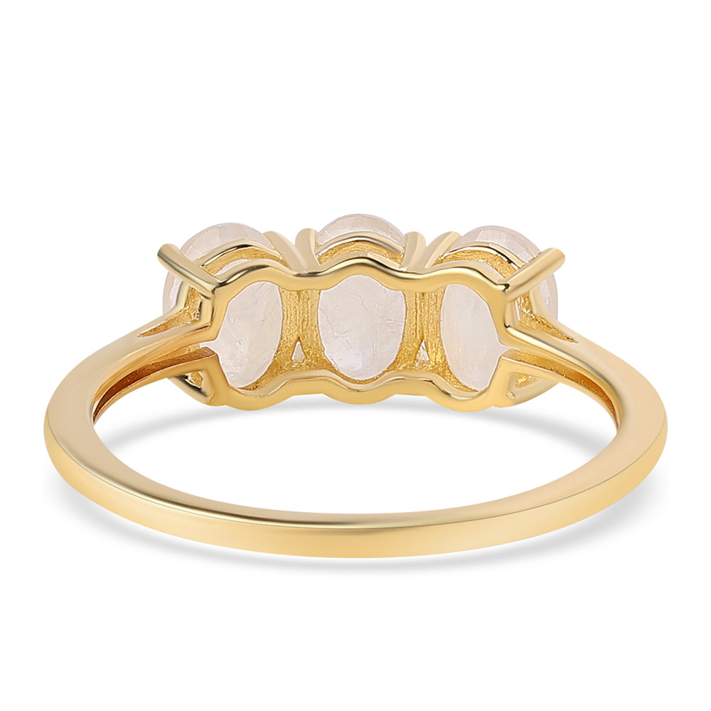 Goldplattierter Silberring mit Regenbogenmondstein - Klasse AA