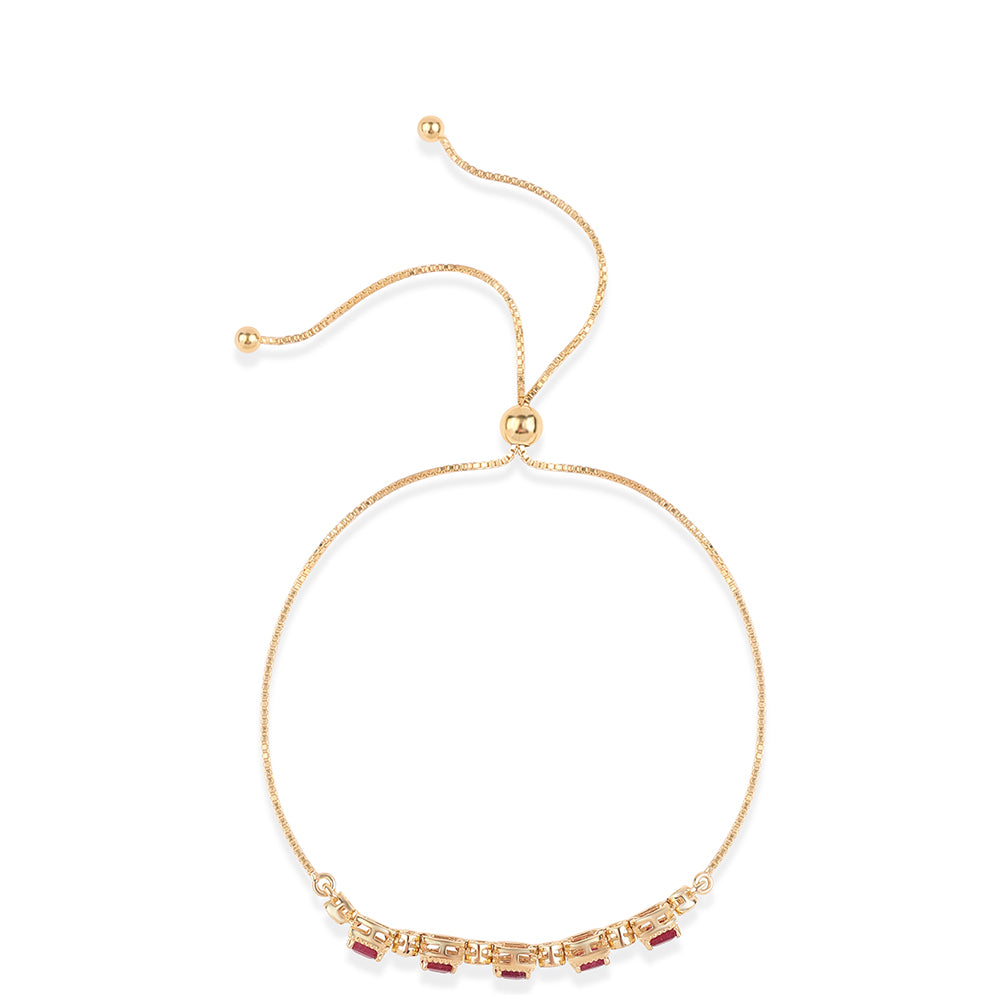 Goldplattiertes Silberarmband mit Rubin aus Mosambik und weißem Topas
