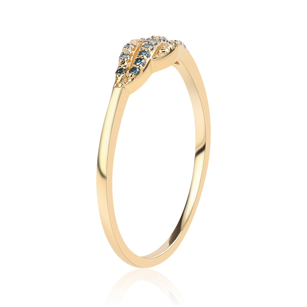 Goldplattierter Silberring mit blauem Diamant