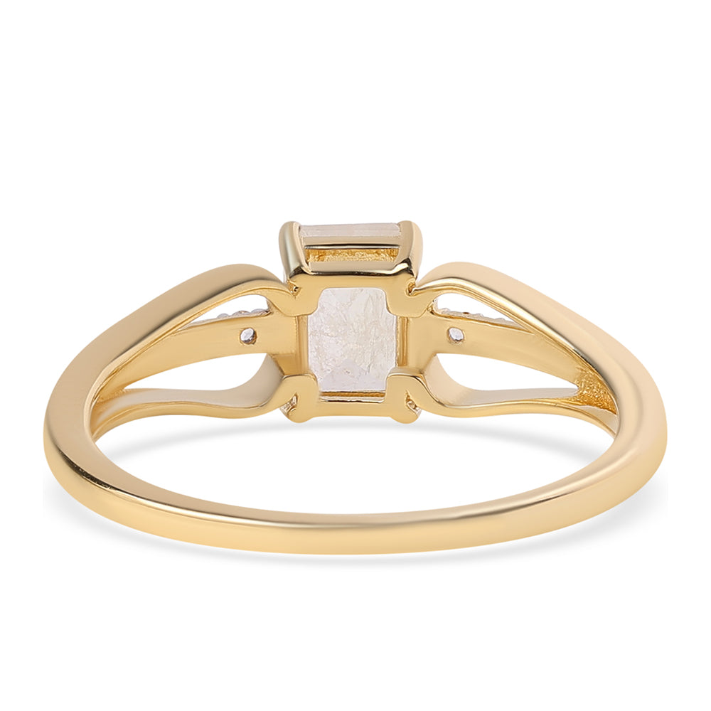 Goldplattierter Silberring mit Regenbogenmondstein - Klasse AA und weißem Topas