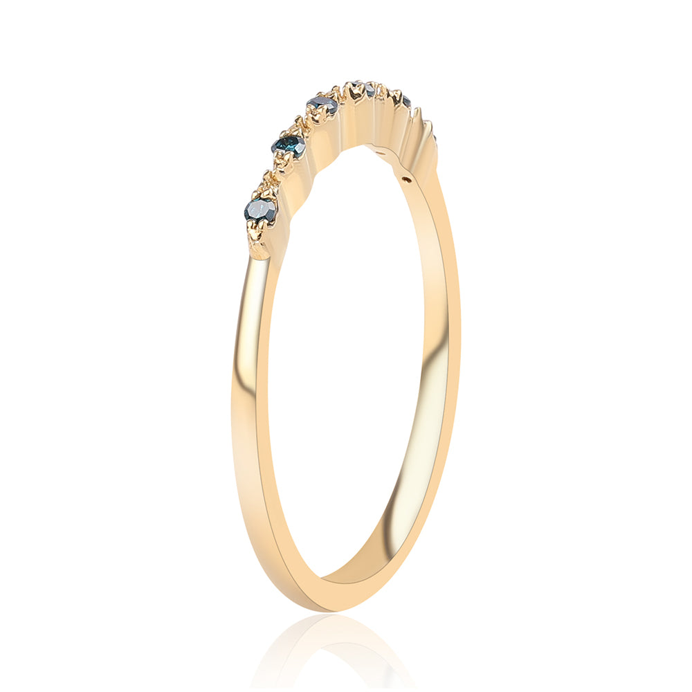Goldplattierter Silberring mit blauem Diamant