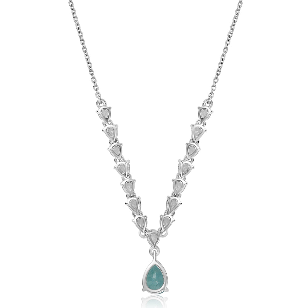 Silberhalskette mit Grandidierit und weißem Topas