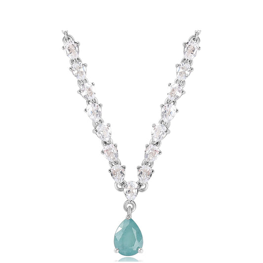 Silberhalskette mit Grandidierit und weißem Topas