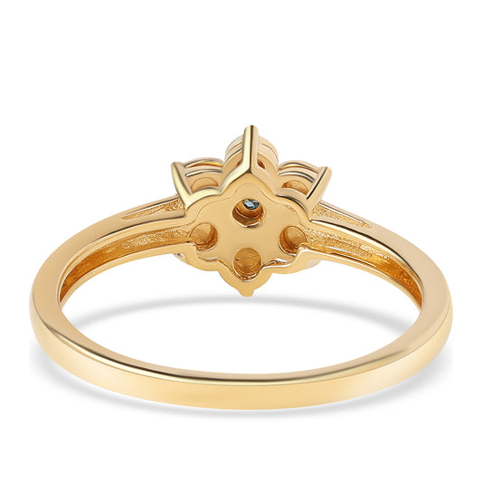 Goldplattierter Silberring mit blauem Diamant