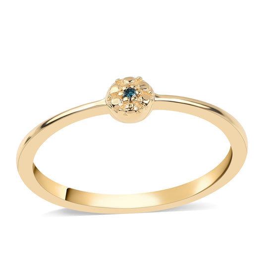 Goldplattierter Silberring mit blauem Diamant