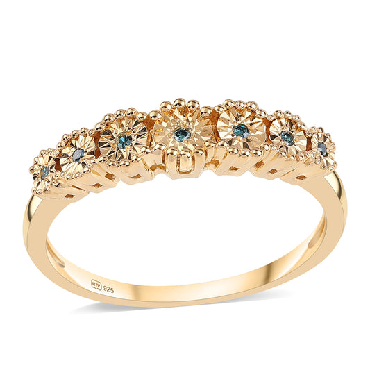 Goldplattierter Silberring mit blauem Diamant