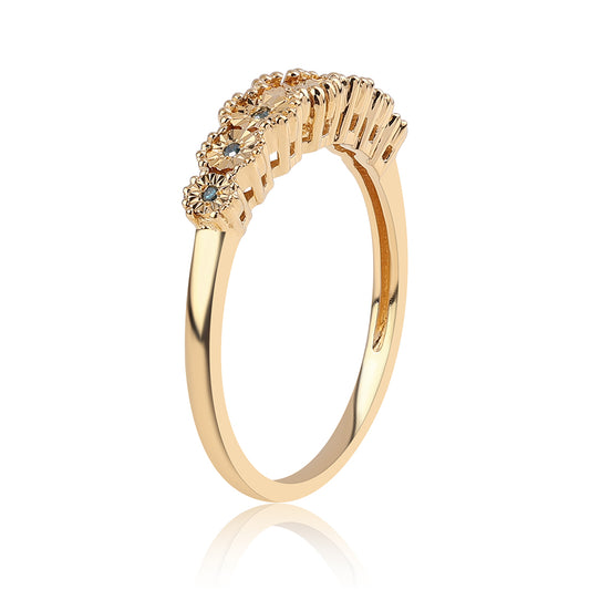 Goldplattierter Silberring mit blauem Diamant