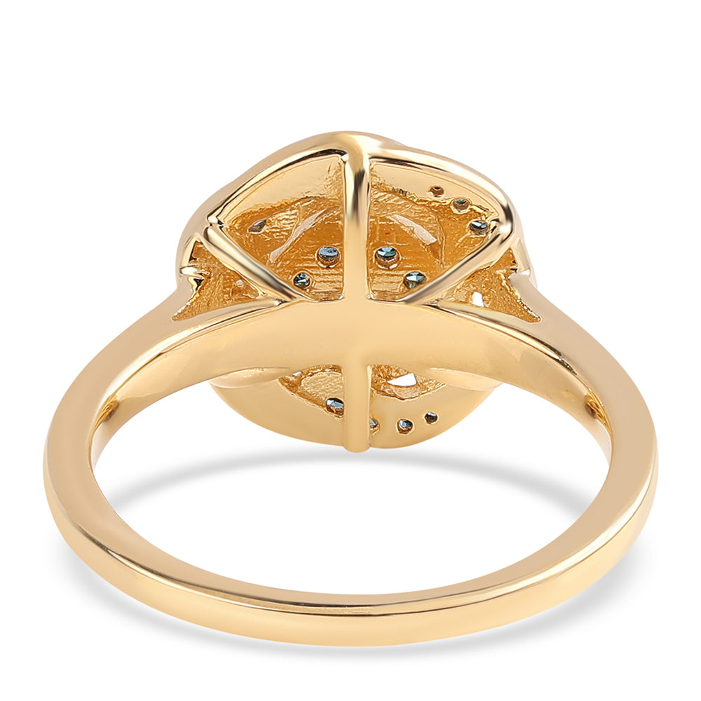 Goldplattierter Silberring mit blauem Diamant