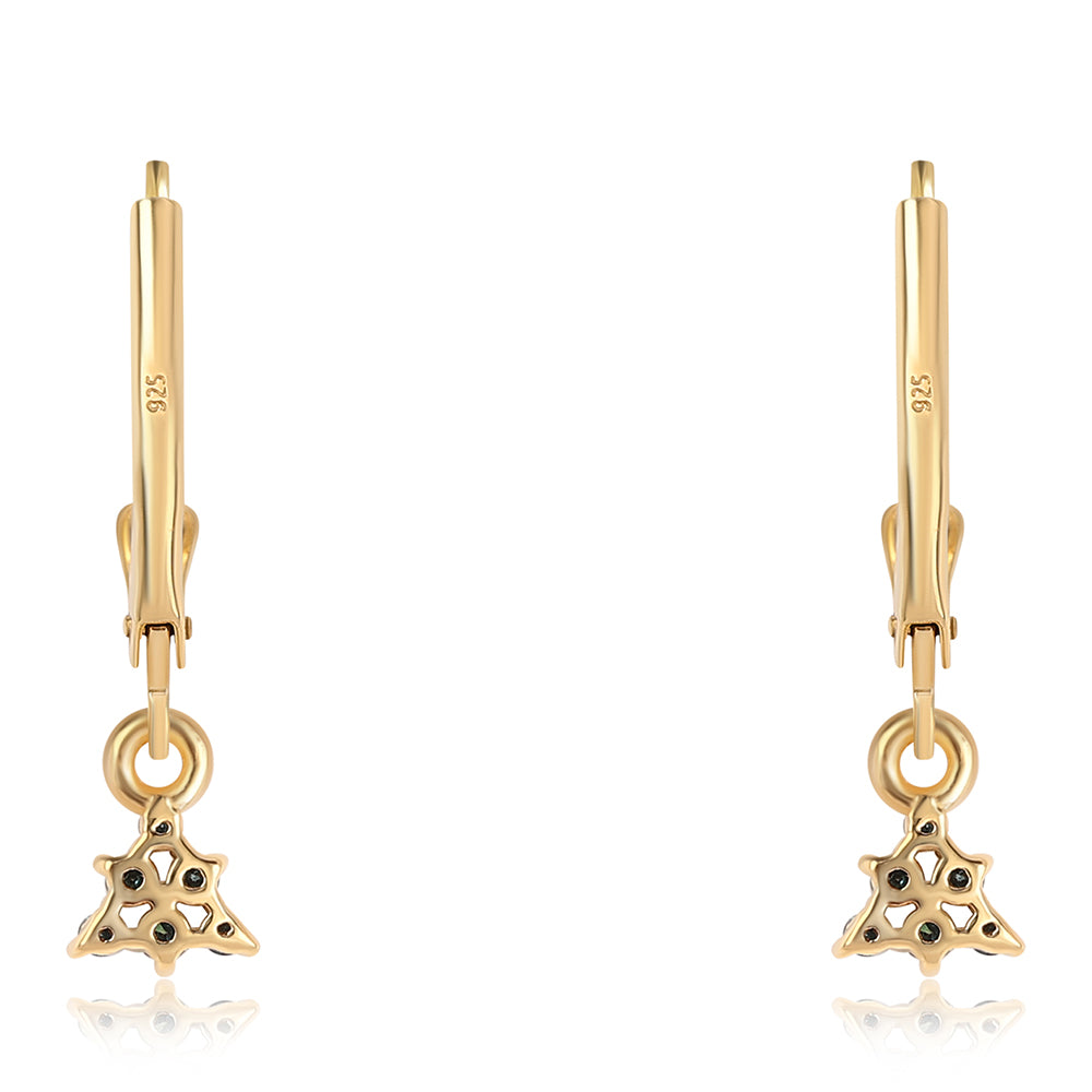 Goldplattierte Silberohrringe mit blauem Diamant und weißem Diamant