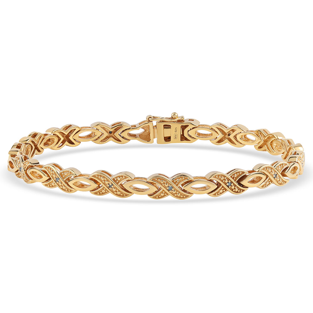 Goldplattiertes Silberarmband mit blauem Diamant