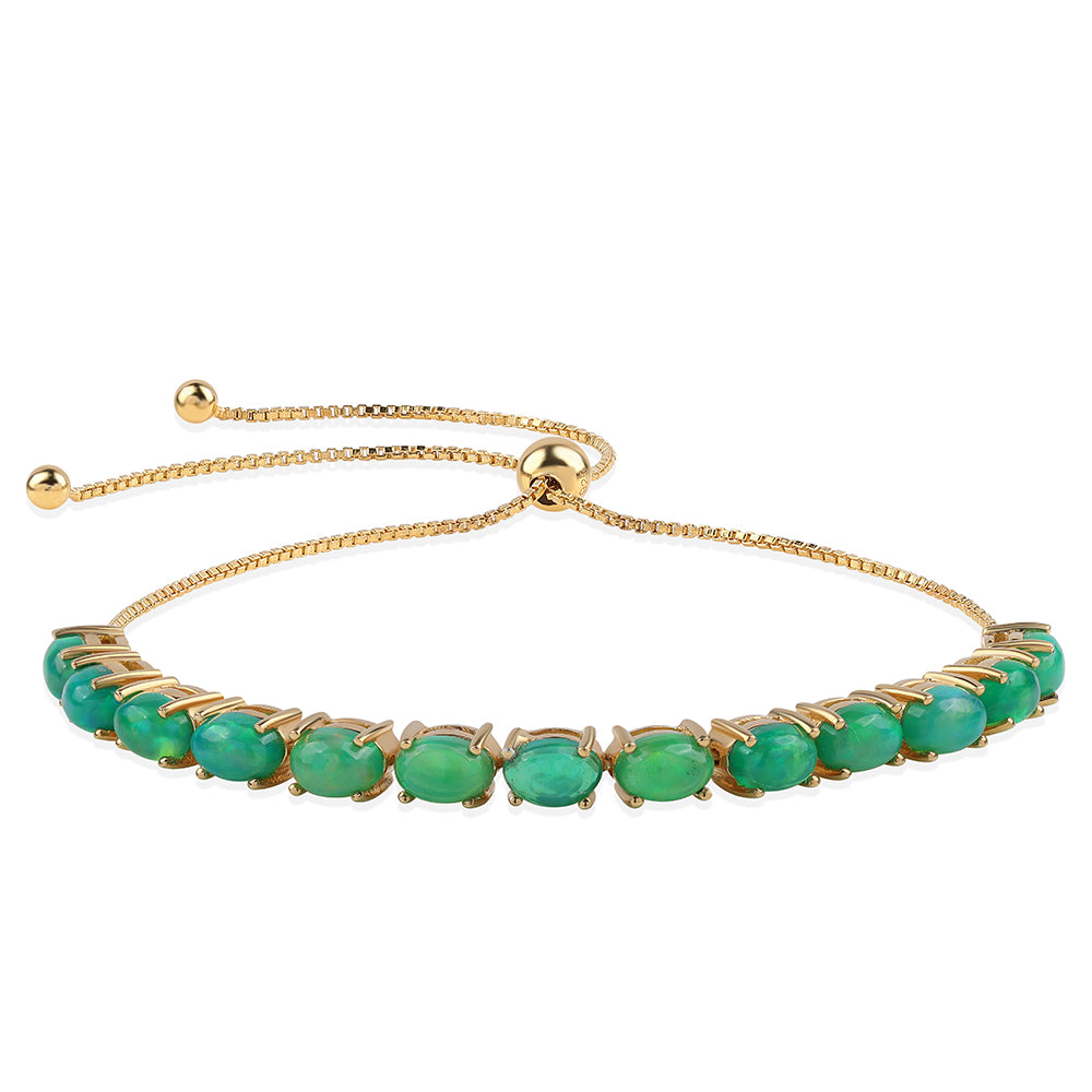 Goldplattiertes Silberarmband mit grünem äthiopischem Opal aus Lega Dembi