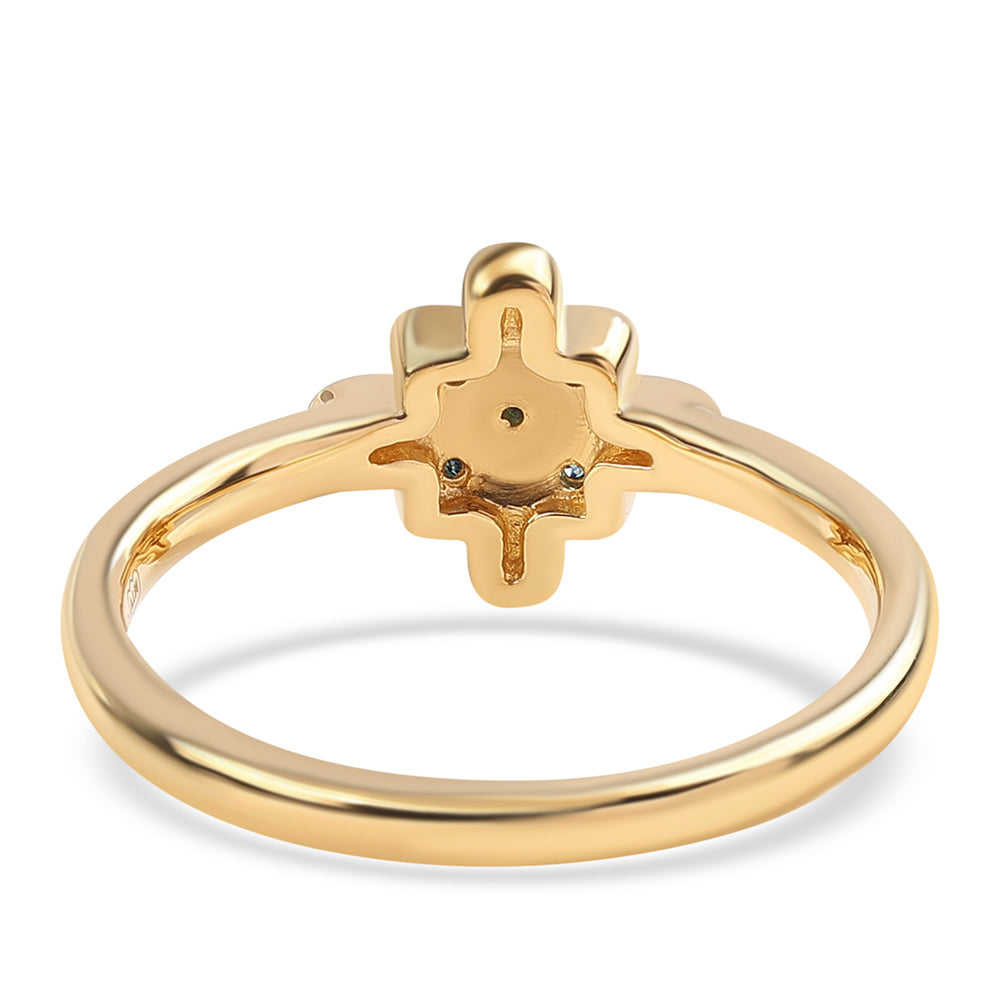 Goldplattierter Silberring mit blauem Diamant
