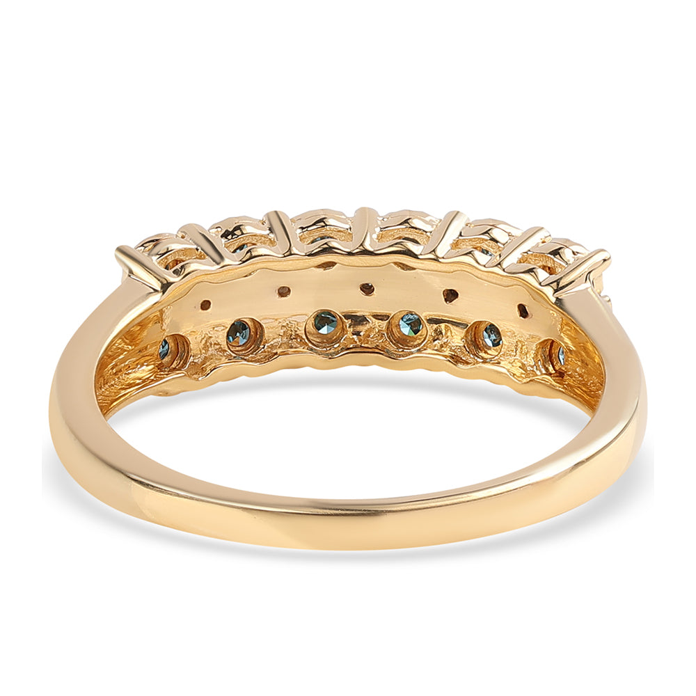 Goldplattierter Silberring mit blauem Diamant und weißem Diamant