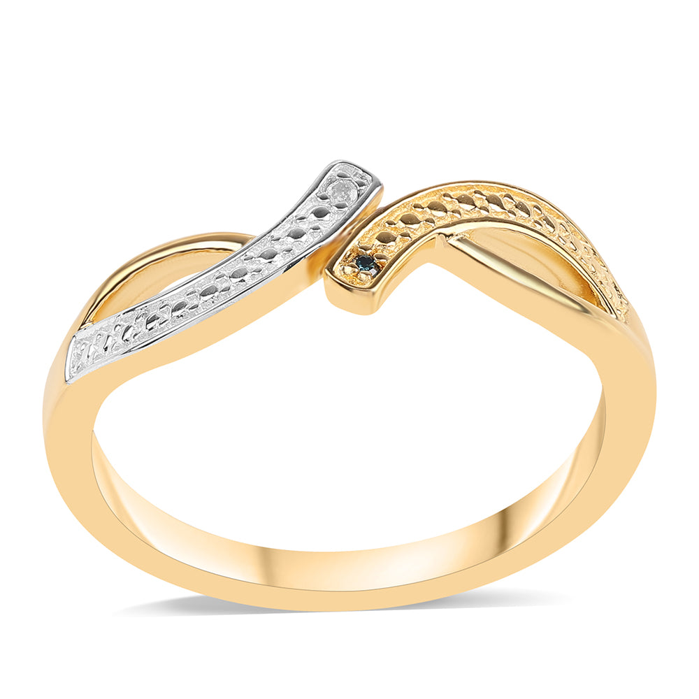 Goldplattierter Silberring mit blauem Diamant und weißem Topas