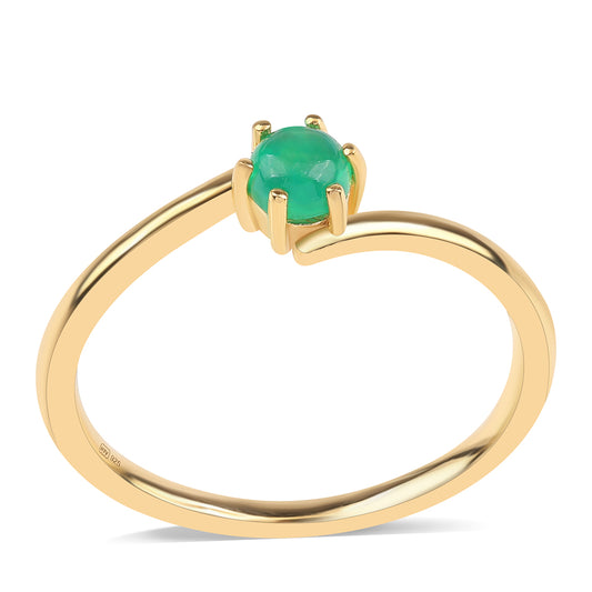 Goldplattierter Silberring mit grünem äthiopischem Opal aus Lega Dembi