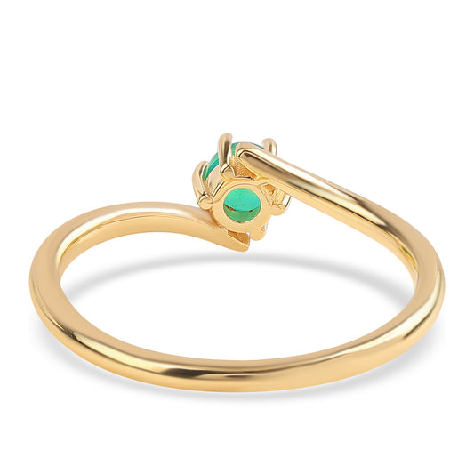 Goldplattierter Silberring mit grünem äthiopischem Opal aus Lega Dembi