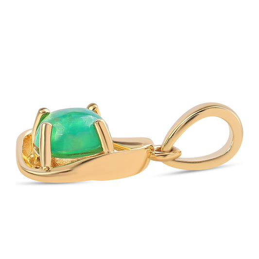 Goldplattierter Silberanhänger mit grünem äthiopischem Opal aus Lega Dembi