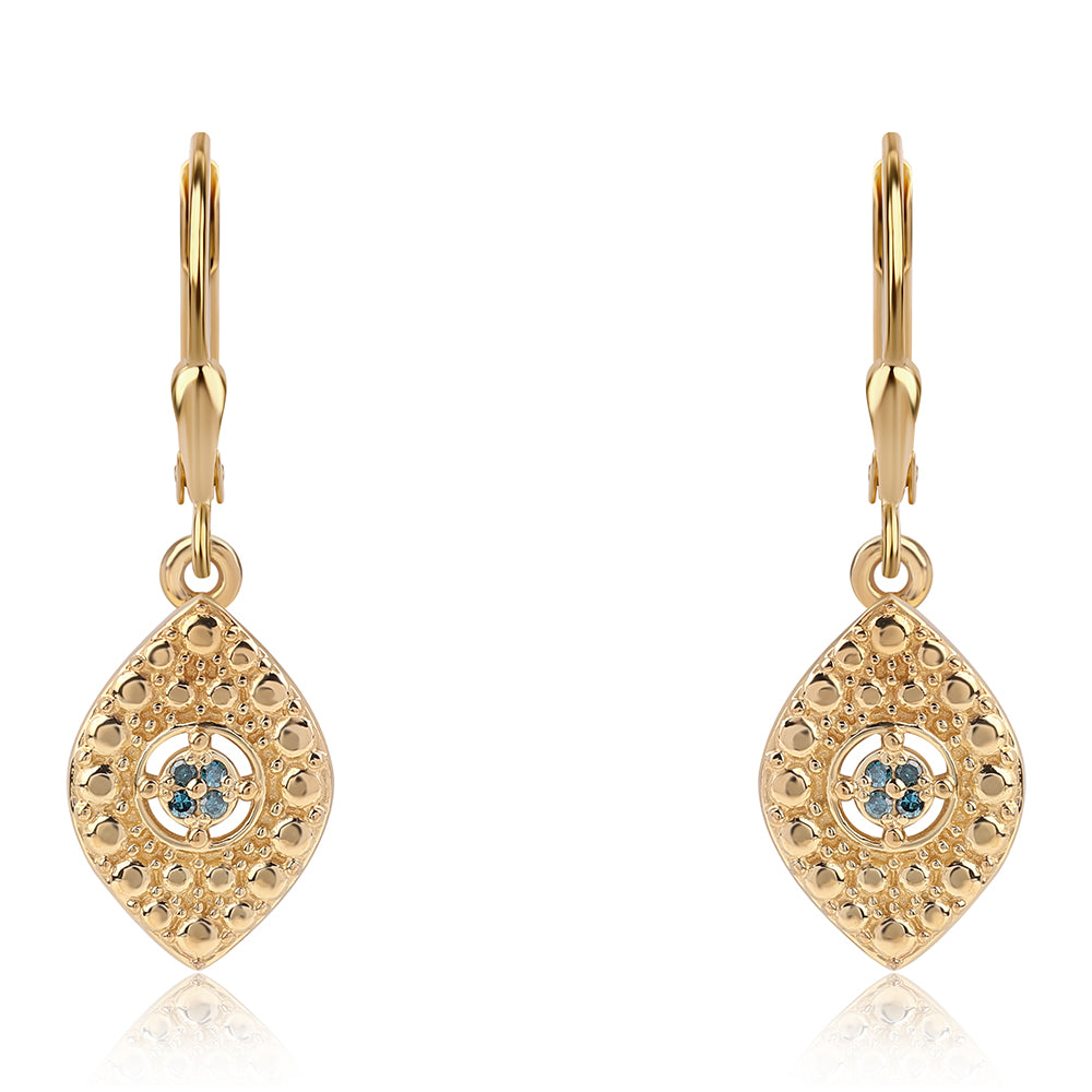 Goldplattierte Silberohrringe mit blauem Diamant