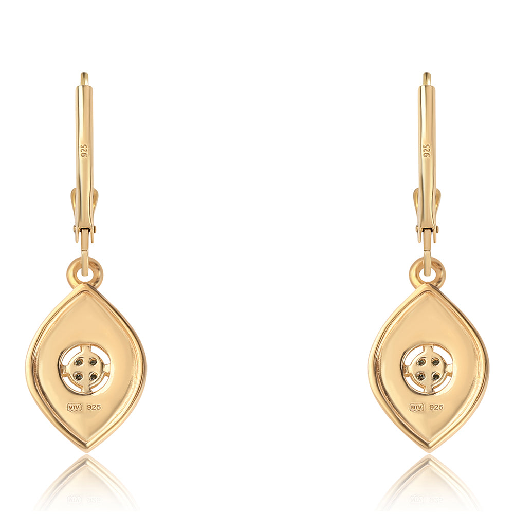 Goldplattierte Silberohrringe mit blauem Diamant