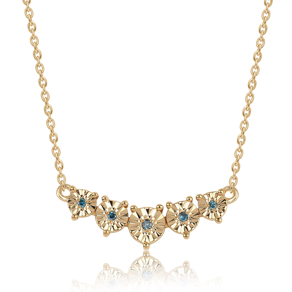Goldplattierte Silberhalskette mit blauem Diamant