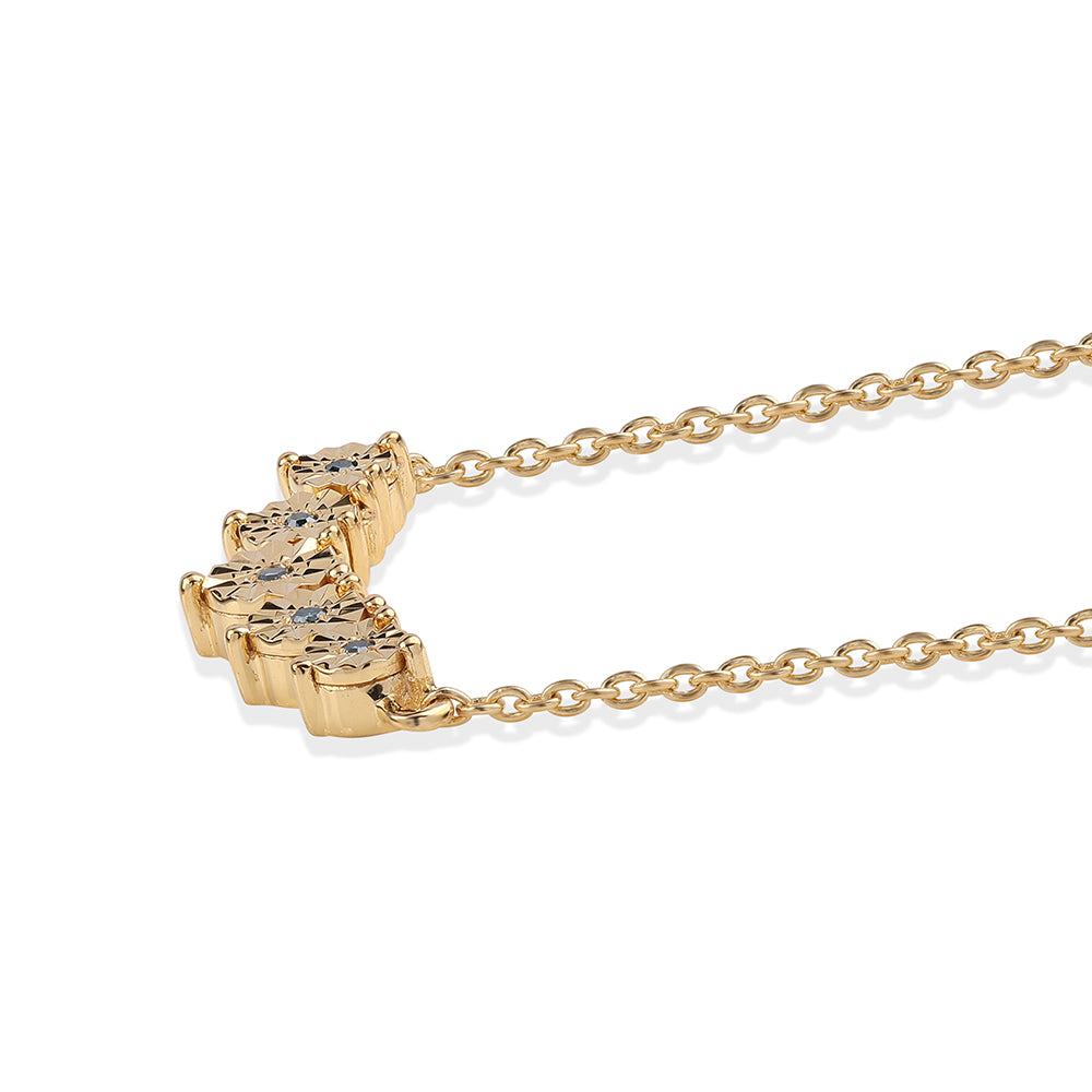Goldplattierte Silberhalskette mit blauem Diamant