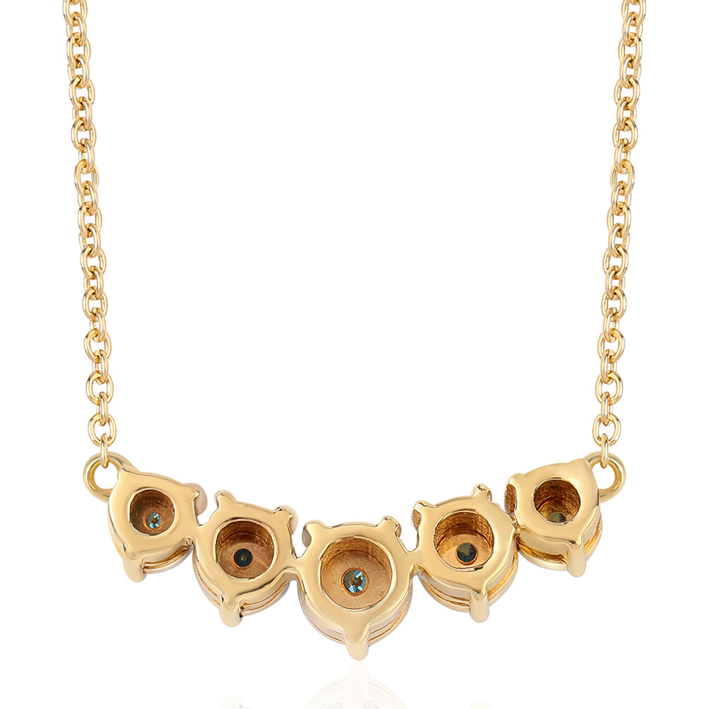 Goldplattierte Silberhalskette mit blauem Diamant