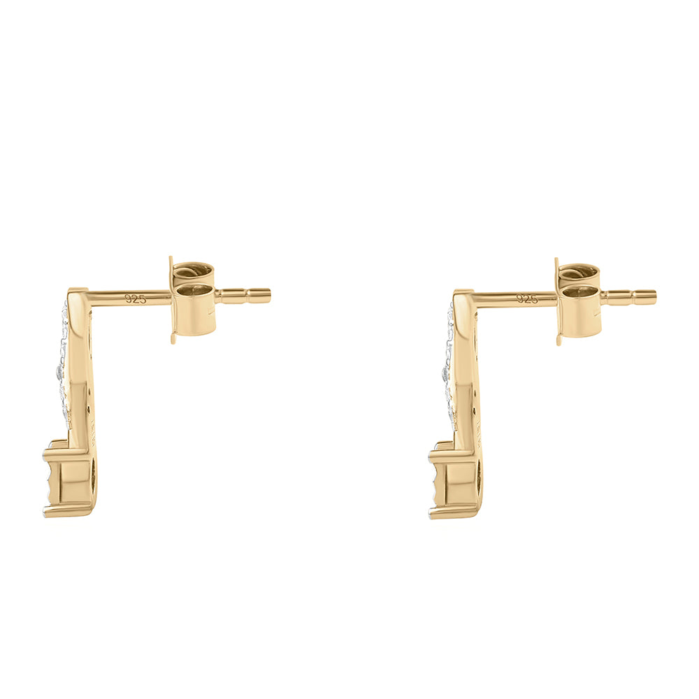 Goldplattierte Silberohrringe mit blauem Diamant und weißem Diamant 3